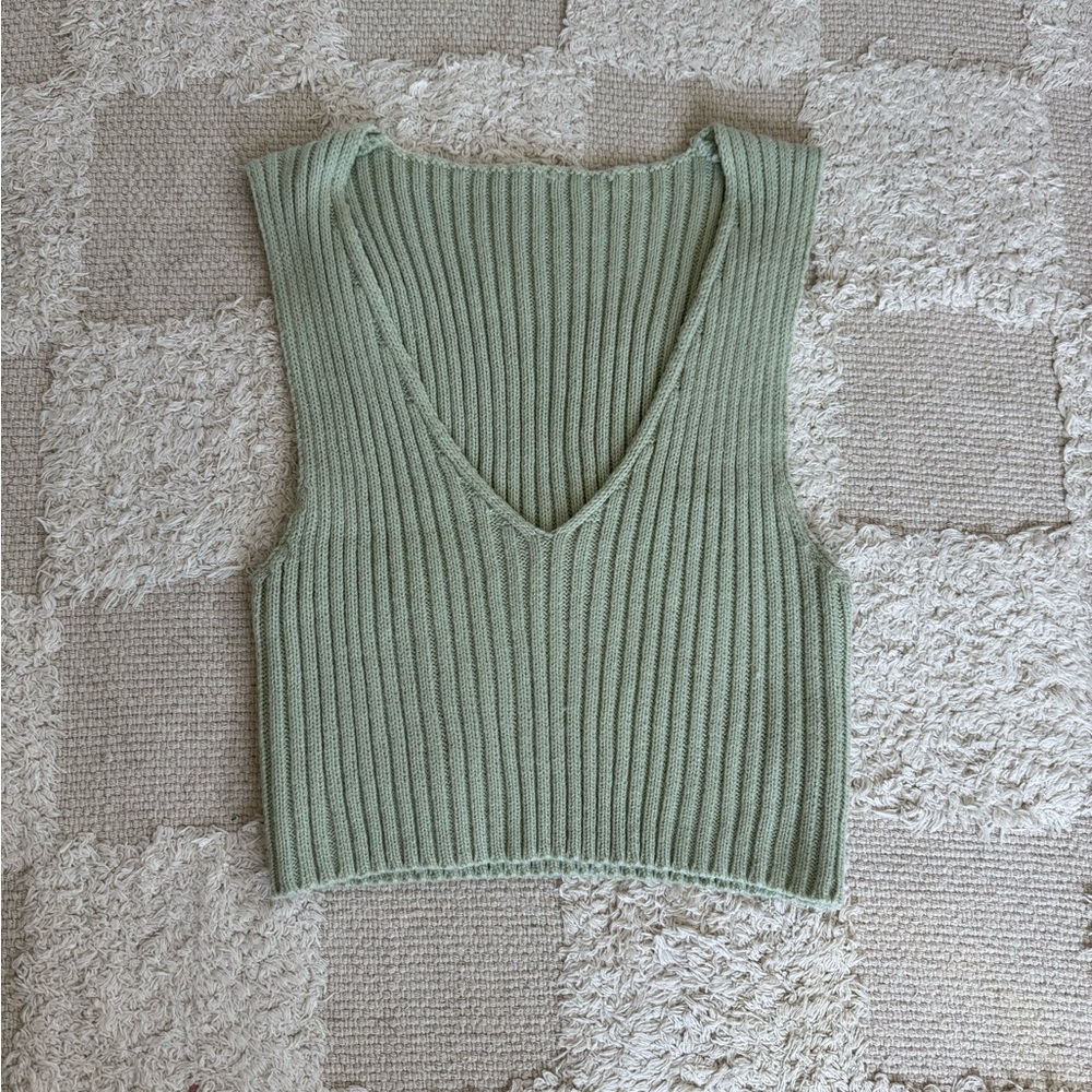 Sage Green Ribbed Knit Tank Top